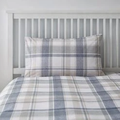 Dunelm Harrison Blue Reversible Duvet Cover And Pillowcase Set -Furn. Shop 1000074906 alt04
