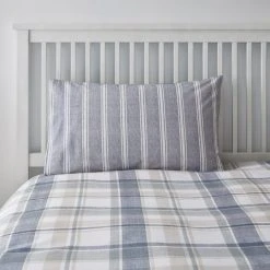 Dunelm Harrison Blue Reversible Duvet Cover And Pillowcase Set -Furn. Shop 1000074906 alt05