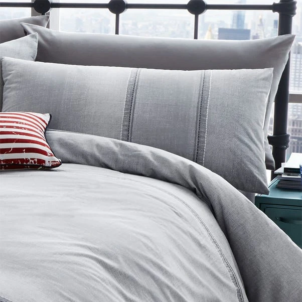 Catherine Lansfield Denim Grey Duvet Cover And Pillowcase Set 3 Catherine Lansfield Denim Grey Duvet Cover And Pillowcase Set - Image 3