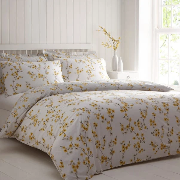 Dunelm Alisha Floral Yellow Reversible Duvet Cover And Pillowcase Set 2 Dunelm Alisha Floral Yellow Reversible Duvet Cover And Pillowcase Set - Image 2