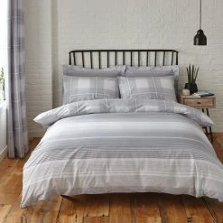Dunelm Colby Grey Reversible Duvet Cover And Pillowcase Set -Furn. Shop 1000140116 alt01