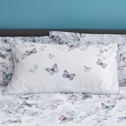 Dunelm Ginkgo Butterfly White Reversible Duvet Cover And Pillowcase Set -Furn. Shop 1000140249 alt05