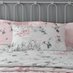 Dunelm Heavenly Hummingbird Grey & Blush Duvet Cover And Pillowcase Set -Furn. Shop 1000140278 alt04
