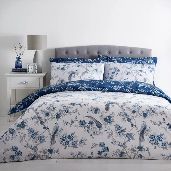 Dunelm Oriental Bird Blue Duvet Cover And Pillowcase Set 2 Dunelm Oriental Bird Blue Duvet Cover And Pillowcase Set - Image 2