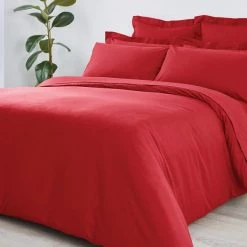 Dunelm Non Iron Plain Dye Red Duvet Cover 5 Dunelm Non Iron Plain Dye Red Duvet Cover -Furn. Shop 1000151304 alt02
