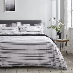 Dunelm Ellis Grey Stripe Reversible Duvet Cover And Pillowcase Set 5 Dunelm Ellis Grey Stripe Reversible Duvet Cover And Pillowcase Set -Furn. Shop 1000151488 alt01