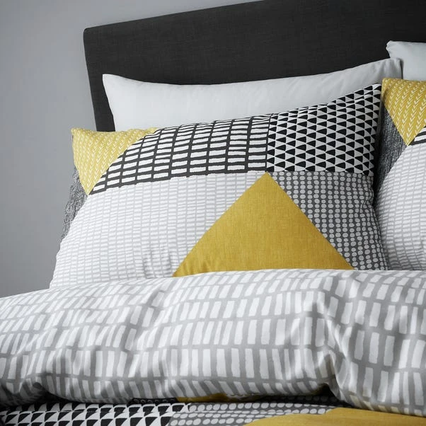 Catherine Lansfield Larsson Geo Ochre Reversible Duvet Cover And Pillowcase Set 2 Catherine Lansfield Larsson Geo Ochre Reversible Duvet Cover And Pillowcase Set - Image 2