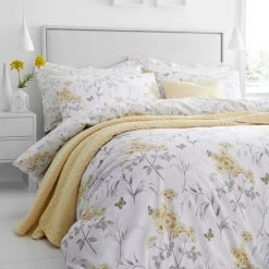 Dunelm Maria Ochre Reversible Floral Duvet Cover And Pillowcase Set -Furn. Shop 1000159844 alt02