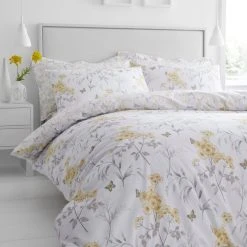 Dunelm Maria Ochre Reversible Floral Duvet Cover And Pillowcase Set -Furn. Shop 1000159844 alt03