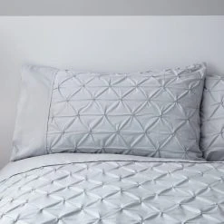 Dunelm Leo Pintuck 100% Cotton Grey Duvet Cover And Pillowcase Set -Furn. Shop 1000166747 alt03