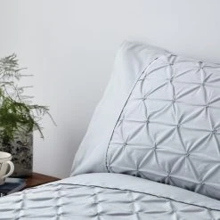 Dunelm Leo Pintuck 100% Cotton Grey Duvet Cover And Pillowcase Set -Furn. Shop 1000166747 alt05