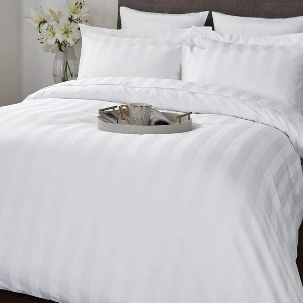 Hotel Cotton 230 Thread Count White Stripe Duvet Cover 2 Hotel Cotton 230 Thread Count White Stripe Duvet Cover - Image 2
