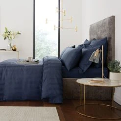 Hotel Cotton 230 Thread Count Navy Stripe Duvet Cover -Furn. Shop 1000167768 alt02