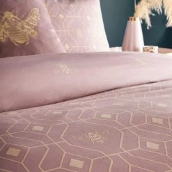 Furn Furn. Pink And Gold Bee Deco Reversible Duvet Cover And Pillowcase Set -Furn. Shop 1000180101 alt02