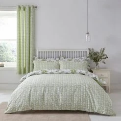 Dunelm Florentina Green 100% Cotton Reversible Duvet Cover And Pillowcase Set -Furn. Shop 1000180709 alt02