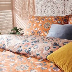 Furn Furn. Folk Flora Orange Reversible Duvet Cover And Pillowcase Set -Furn. Shop 1000181773 alt03