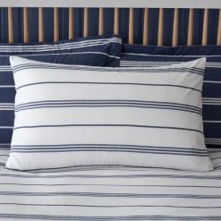 Dunelm Falmouth Navy Striped Reversible Duvet Cover And Pillowcase Set -Furn. Shop 1000181948 alt02