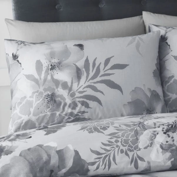 Catherine Lansfield Dramatic Floral Silver Reversible Duvet Cover And Pillowcase Set 2 Catherine Lansfield Dramatic Floral Silver Reversible Duvet Cover And Pillowcase Set - Image 2