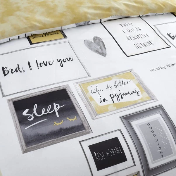 Catherine Lansfield Sleep Dreams Ochre Reversible Duvet Cover And Pillowcase Set 3 Catherine Lansfield Sleep Dreams Ochre Reversible Duvet Cover And Pillowcase Set - Image 3