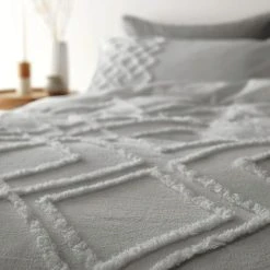 Pineapple Elephant Tufted Grey Diamond 100% Cotton Duvet Cover And Pillowcase Set -Furn. Shop 1000184266 alt02