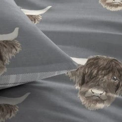 Fusion Highland Cow Grey Reversible Duvet Cover And Pillowcase Set -Furn. Shop 1000185021 alt02