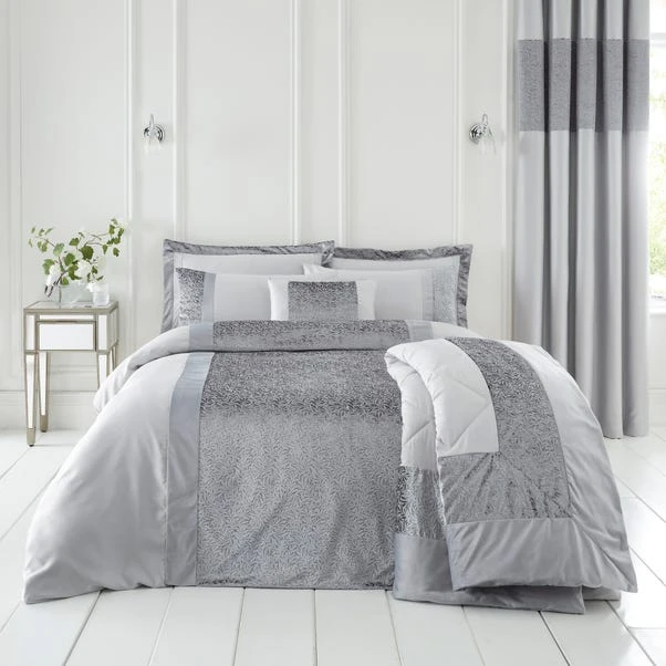 Dunelm Beverley Charcoal Embellished Luxe Duvet Cover And Pillowcase Set 2 Dunelm Beverley Charcoal Embellished Luxe Duvet Cover And Pillowcase Set - Image 2