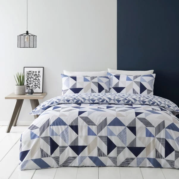Dunelm Elements Bako Reversible Geometric Blue Duvet Cover And Pillowcase Set 3 Dunelm Elements Bako Reversible Geometric Blue Duvet Cover And Pillowcase Set - Image 3