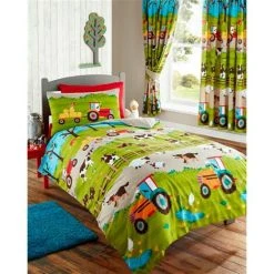 Farmyard Single Duvet Cover Set Bed Quilt Farm Animals, Childrens Bedroom