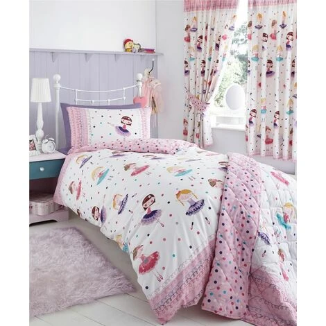 Ballerina Dancer Single Duvet Cover Set Pink Girls Bedroom Bedding 2 Ballerina Dancer Single Duvet Cover Set Pink Girls Bedroom Bedding - Image 2