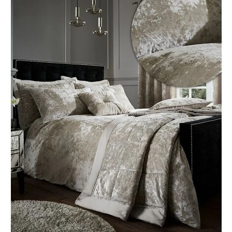 Catherine Lansfield Crushed Velvet Double Duvet Set In Natural 2 Catherine Lansfield Crushed Velvet Double Duvet Set In Natural - Image 2