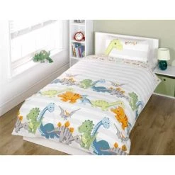Dino Single Duvet Cover And Pillowcase Set - Natural