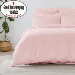 Dunelm Non Iron Plain Dye Dusky Pink Duvet Cover