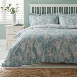 Dunelm Waves Teal Reversible Duvet Cover And Pillowcase Set