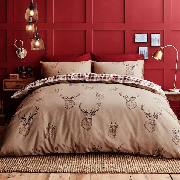 Catherine Lansfield Stag Natural Duvet Cover And Pillowcase Set 1 Catherine Lansfield Stag Natural Duvet Cover And Pillowcase Set