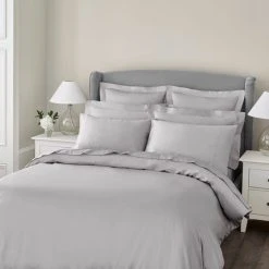 Dorma 300 Thread Count 100% Cotton Sateen Plain Silver Duvet Cover