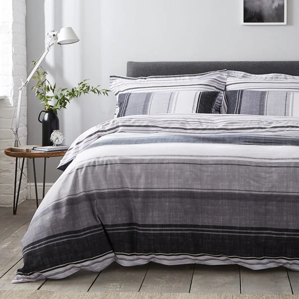 Dunelm Ellis Grey Stripe Reversible Duvet Cover And Pillowcase Set 1 Dunelm Ellis Grey Stripe Reversible Duvet Cover And Pillowcase Set