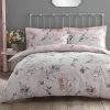 Dunelm Heavenly Hummingbird Grey & Blush Duvet Cover And Pillowcase Set