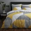Catherine Lansfield Larsson Geo Ochre Reversible Duvet Cover And Pillowcase Set