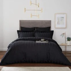 Hotel Cotton 230 Thread Count Black Stripe Duvet Cover