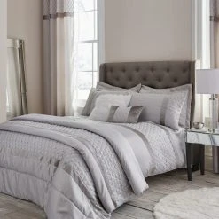Catherine Lansfield Silver Sequin Cluster Duvet Cover And Pillowcase Set