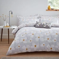Dunelm Elements Lena Reversible Grey Duvet Cover And Pillowcase Set
