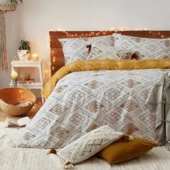 Furn Furn. Riva Atlas Ochre 100% Brushed Cotton Duvet Cover And Pillowcase Set