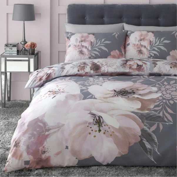 Catherine Lansfield Dramatic Floral Grey Duvet Cover And Pillowcase Set 1 Catherine Lansfield Dramatic Floral Grey Duvet Cover And Pillowcase Set