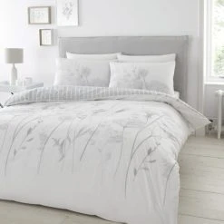 Catherine Lansfield Meadowsweet Floral White Reversible Duvet Cover And Pillowcase Set