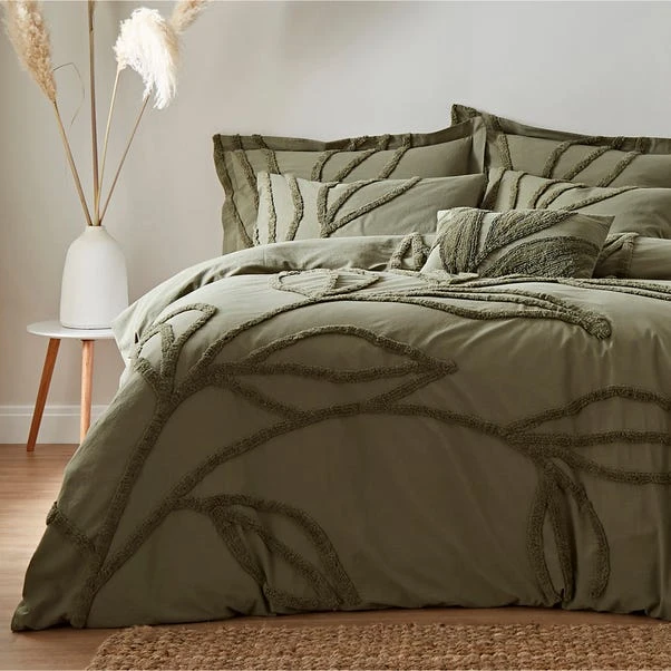 The Edited Life Tufted Leaf Olive 100% Organic Cotton Duvet Cover And Pillowcase Set 2 The Edited Life Tufted Leaf Olive 100% Organic Cotton Duvet Cover And Pillowcase Set - Image 2