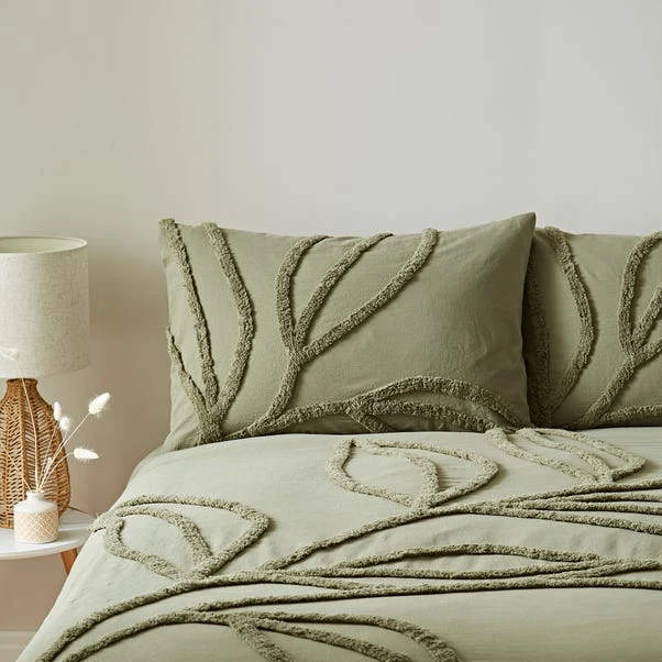 The Edited Life Tufted Leaf Olive 100% Organic Cotton Duvet Cover And Pillowcase Set 3 The Edited Life Tufted Leaf Olive 100% Organic Cotton Duvet Cover And Pillowcase Set - Image 3