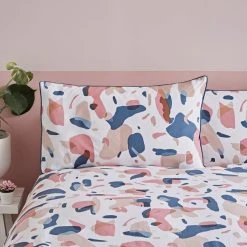 Dunelm Terazzo Pink Abstract 100% Cotton Reversible Duvet Cover And Pillowcase Set -Furn. Shop 30726166 alt02