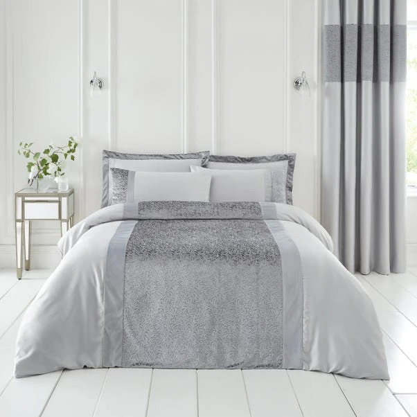 Dunelm Beverley Charcoal Embellished Luxe Duvet Cover And Pillowcase Set 1 Dunelm Beverley Charcoal Embellished Luxe Duvet Cover And Pillowcase Set