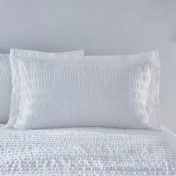 Dunelm Aria Seersucker White 100% Cotton Duvet And Pillowcase Set -Furn. Shop 30726860 alt02