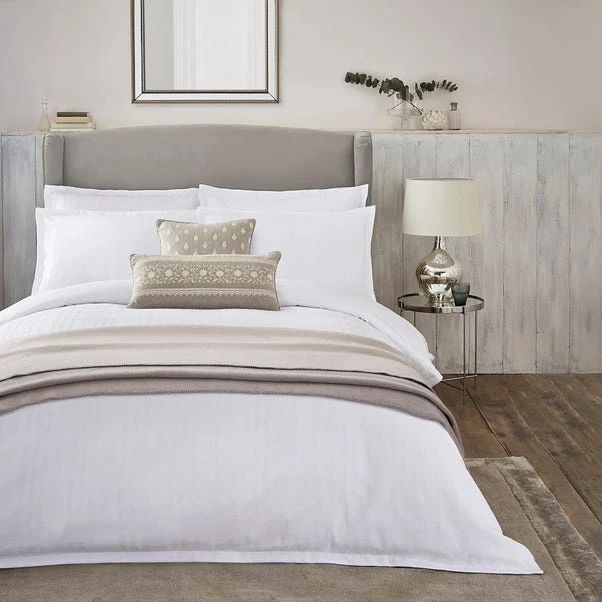 Dorma Purity Staunton Waffle Stripe White 100% Cotton Duvet Cover And Pillowcase Set 1 Dorma Purity Staunton Waffle Stripe White 100% Cotton Duvet Cover And Pillowcase Set